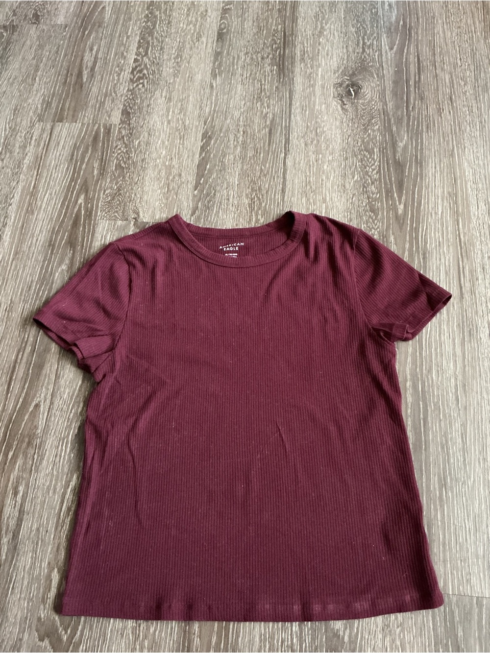 American Eagle Outfitters Short Sleeve Ribbed Tee - Maroon
